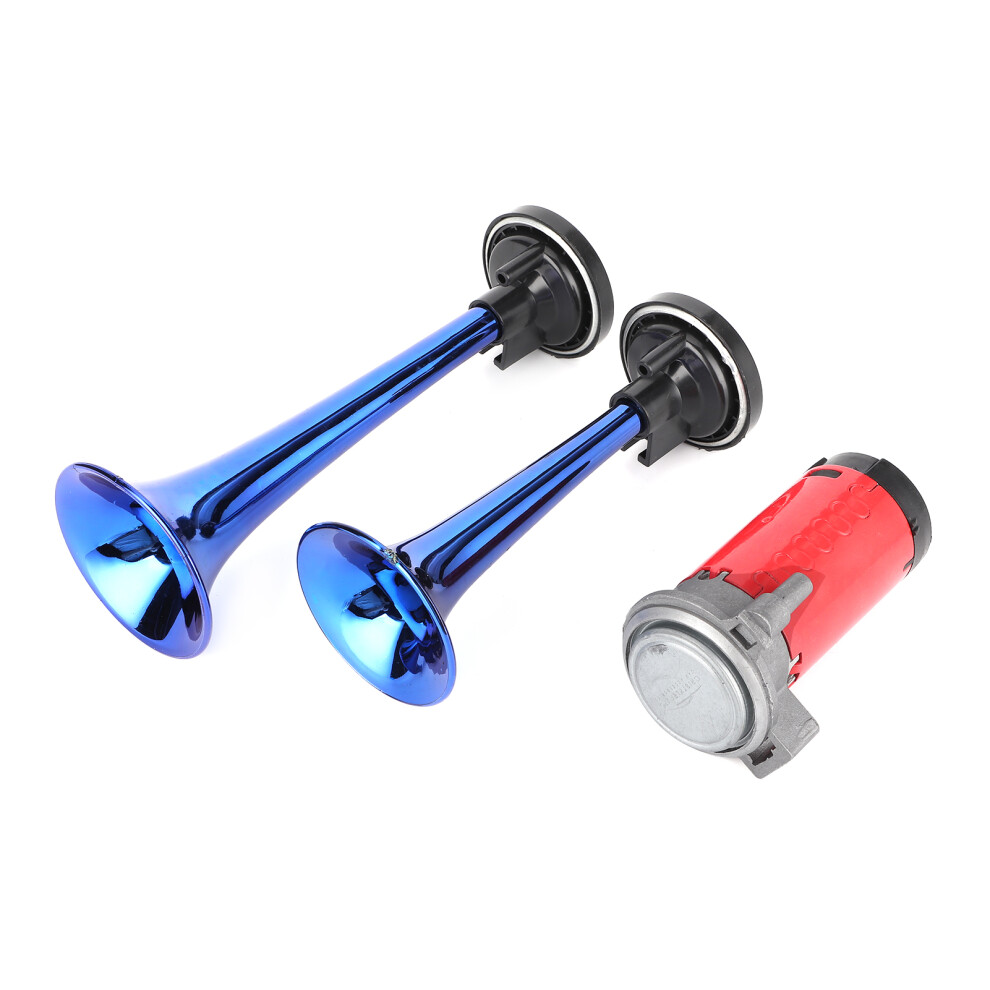 12V 178Db Dual Trumpet Air Horn With Compressor For Car Truck Boat Blue 3781391860110