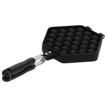 30-Hole Non-Stick Egg Puff Maker Aluminum Alloy 40x21cm Black