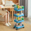 Blue Plastic 4-Tier Rolling Utility Cart 4
