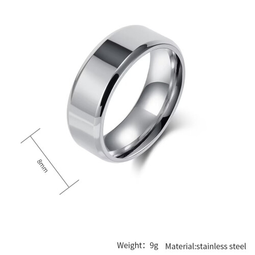 Forlovelsesring i rustfrit stål til par 8 mm, størrelse 7 1