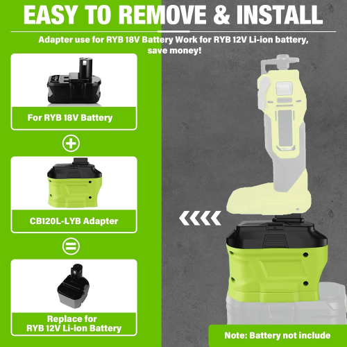 Batteriadapter for Ryobi 18V til 12V litiumbatteri 2