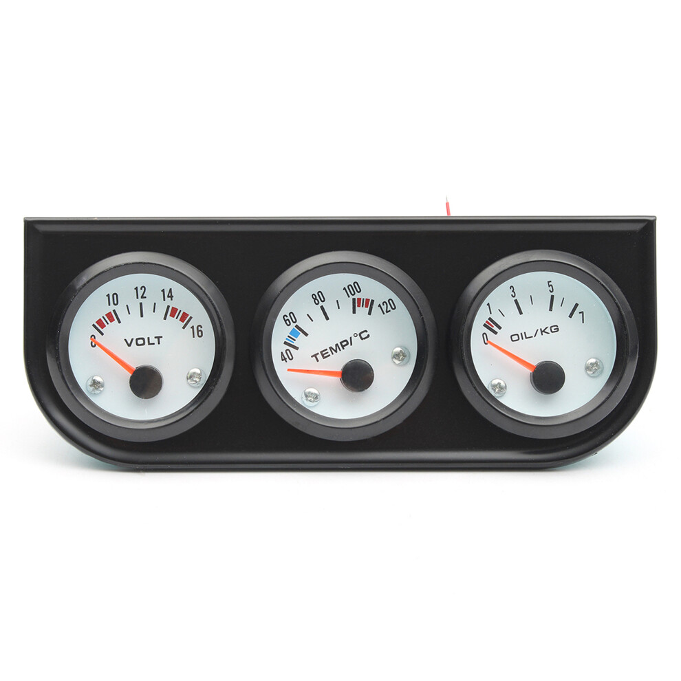 52Mm 3-In-1 Vehicle Gauge Set: Volt, Water Temp & Oil Pressure Black 4171391860842