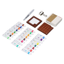 Portable Watercolor Palette Set 24 Colors with Brush, Walnut Wood, Compact Travel Art Kit