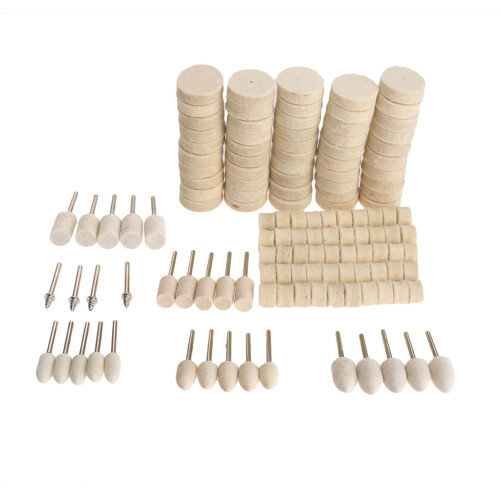 Wool Polishing Wheel Set Felt Pad 129 Pcs White 1