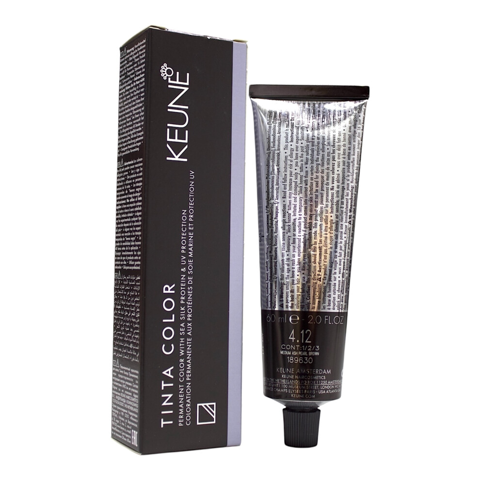 Keune White,Brown Tinta Color 4.12 Permanent Color Medium Ash Pearl Brown 2 Oz