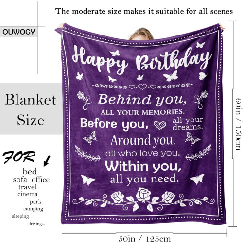Coperta di compleanno gialla, verde e blu, 60x50 pollici 1