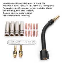10pcs Contact Tips Set for MB15/15AK MIG Torch, Brass, Silver