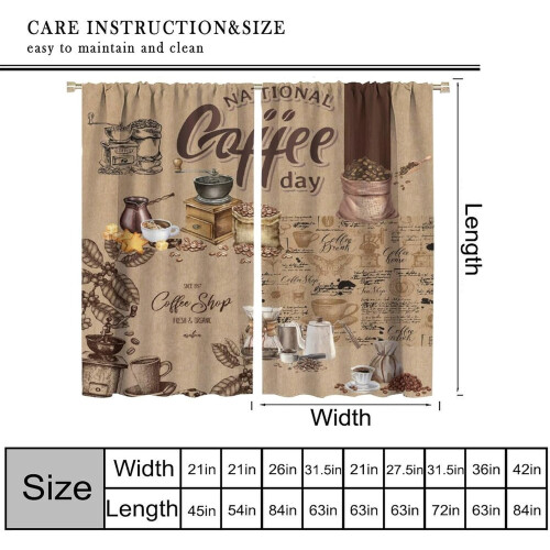 Retro Brown Latte Bean Tea Thermal Drapes Rod Pocket 2 2
