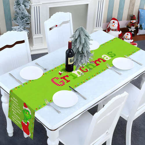 Chemin de table de Noël motif elfe vert 13 x 72 pouces 2