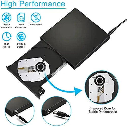 Εξωτερική μονάδα DVD, φορητή μονάδα εγγραφής DVD USB2.0 για φορητό υπολογιστή, 2