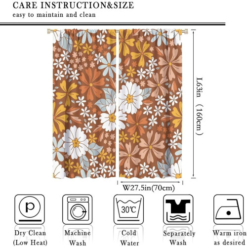 Floral Curtains Boho Daisy 2 Panels 55x39 in 1