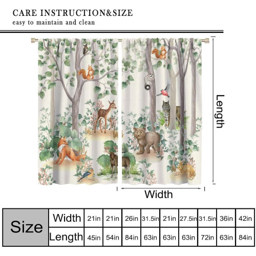 Woodland Animal Curtains Rustic Forest Pattern 2 Panels 2