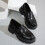 Γυναικεία Δερμάτινα Loafers Βρετανικού Στυλ με Στρογγυλή Μύτη 4