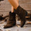Lässige Damen-Winterstiefeletten, einfarbig, dicker Absatz 7