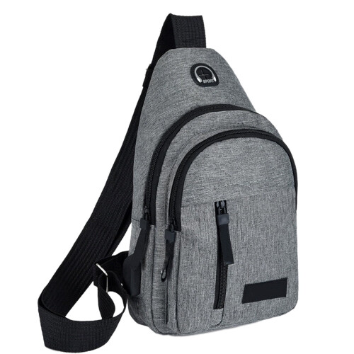 Graue externe USB-Lade-Brusttasche – Polyester – 1 Stück 1