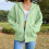 Women's Hoodie Jacket Light Green Oversize L 6