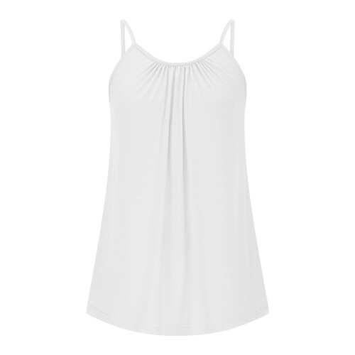Plus Size Linnen för Dam Boho Blommig Lös Blus med Spaghettiband 2