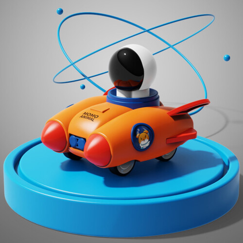 Πυραύλος Orange Press And Go Space Αστροναύτης Αυτοκίνητο Παιχνίδι με Πίσω Όχημα Δράσης με 1