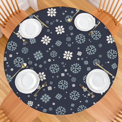 Lys og lys rund duk, 102 cm, elastisk kantduk til julefester og nyttårsfester 1