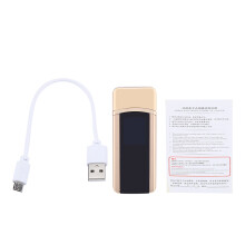 Accendino elettronico antivento senza fiamma, a doppio arco al plasma, ricaricabile tramite USB, con interruttore a sfioramento, custodia in metallo