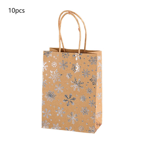 Julesnøfnuggpose kraft med flat bunn gavepose 1