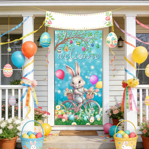 Πασχαλινή κουρτίνα πόρτας Διακοσμήσεις πάρτι διακοπών Κρεμαστό πανό για την 2