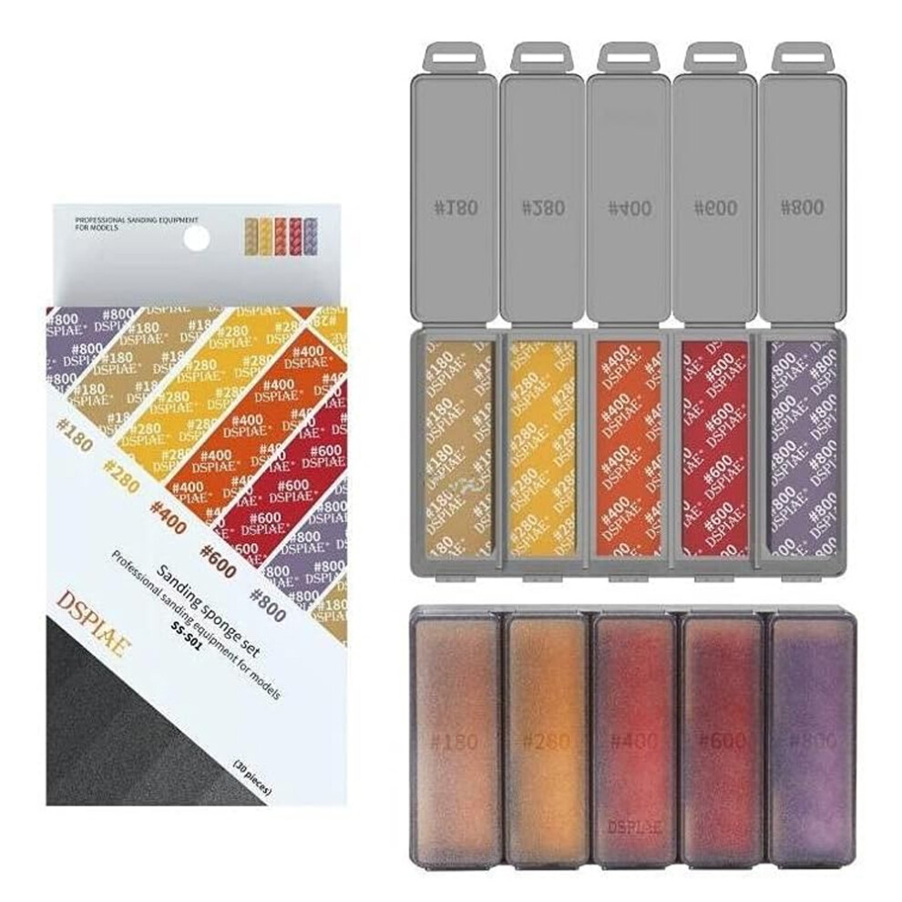 Dspiae Coarse Grit Sanding Sponge Set (30Pc) #180-#800 Ss-S01 6977151545923