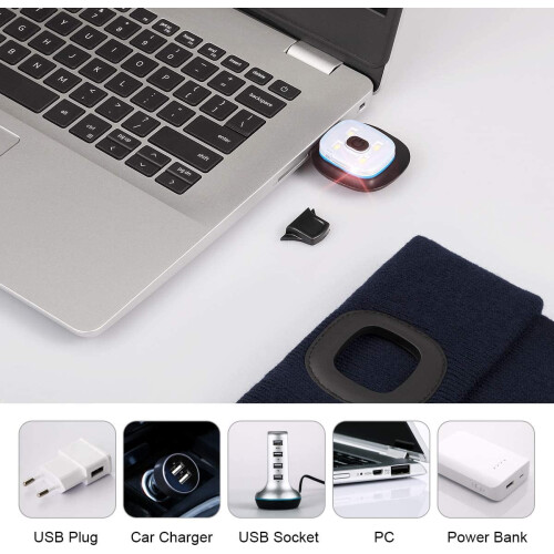 Bonnet LED unisexe rechargeable USB chaud en maille 2