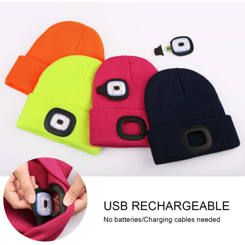 Bonnet LED unisexe rechargeable USB chaud en maille 1