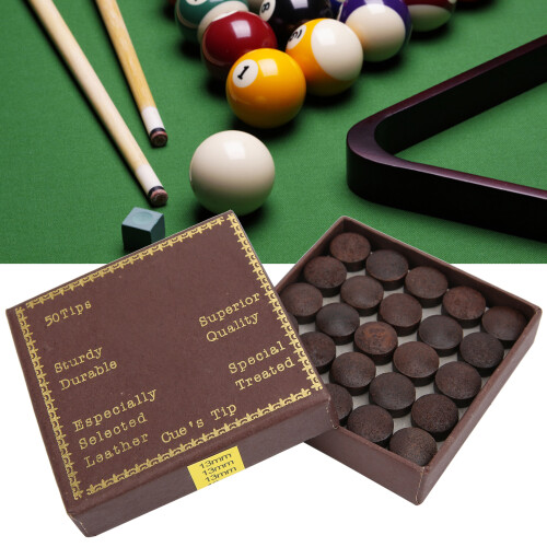 13MM Brown-Red Cowhide Billiard Cue Tips 50pcs/Box