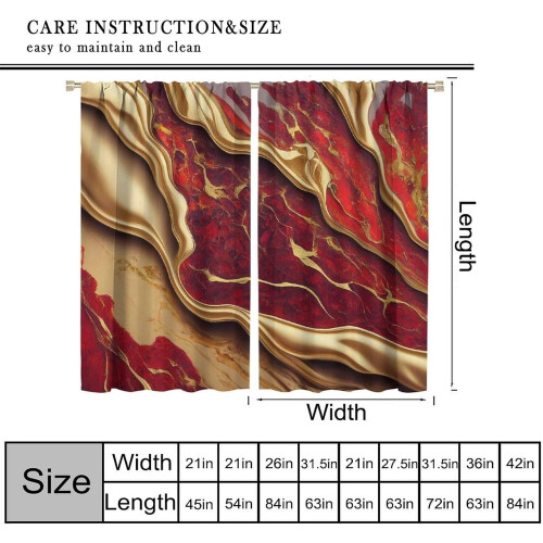 Red and Gold Liquid Marble Curtains Rod Pocket Thermal 2