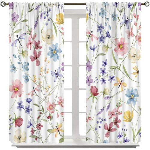 Cortinas florais com estampa natural para quarto, sala de estar e cozinha. 2