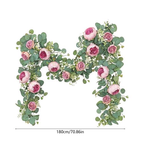 6ft Artificial Eucalyptus Garland with Roses and Peonies 1