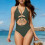 Women's one-piece swimsuit with drawstring waist and 4