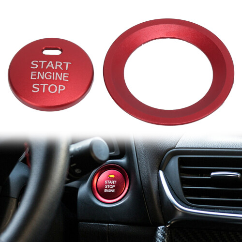 Car Ignition Start Stop Button Cover Ring Red for Hyundai Elantra 1