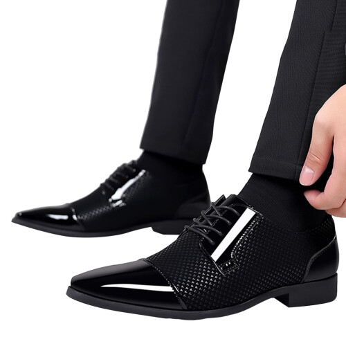 Κλασικά ανδρικά δερμάτινα slip-on παπούτσια εργασίας, PU δέρμα, χαμηλό τακούνι, 1