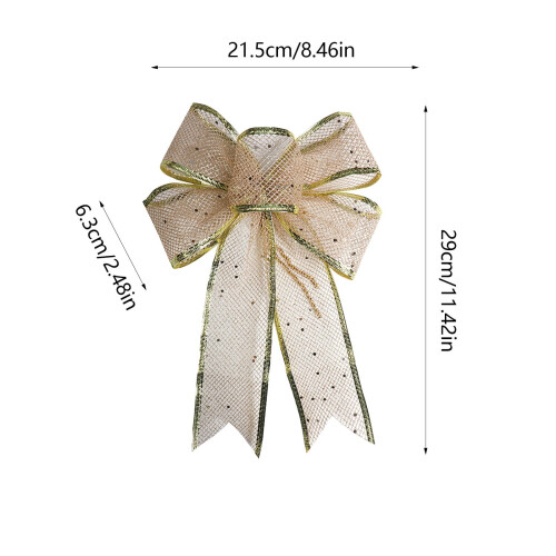 Christmas Mesh Bows Glitter Gold Edge 12 Pack 2