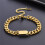 Pulseira unissex de aço inoxidável com elos largos, banhada a ouro, ajustável, 17,8 cm (7 polegadas). 3