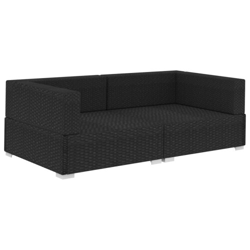 VidaXL vidaXL Ecksofas 2 Stk. mit Auflagen Poly Rattan Schwarz 2