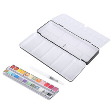 Pearly Lustre Watercolor Paint Set, 24 Bright Pearlescent Colors in Iron Box
