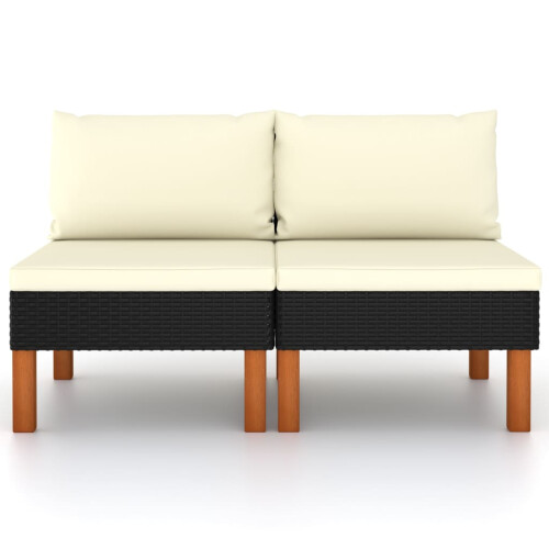 VidaXL vidaXL Mittelsofas 2 Stk. Poly Rattan und Eukalyptus Massivholz 1