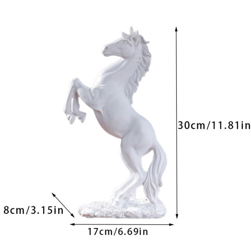 Escultura de cavalo branco em resina, garanhão galopando, 30 cm (12 polegadas) 2