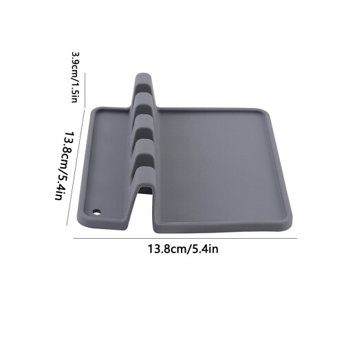 Silicone Spoon Rest Mat Kitchen Utensil Holder Grey 2PCS 1
