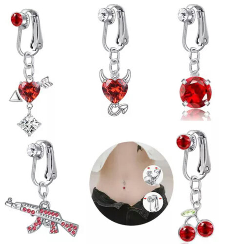 Falsk navlering til kvinder uden piercing med cz-clips og navleringe - 1 1