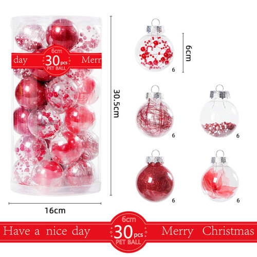 Red Christmas Balls Decorations 6cm 30PCS 1