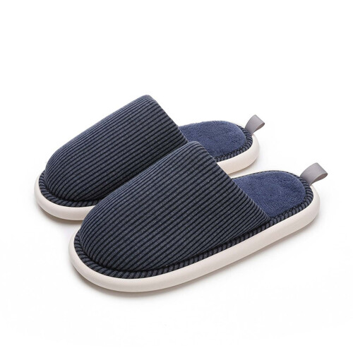 Unisex βελούδινες παντόφλες για εσωτερική χρήση σε μπλε σκούρο χρώμα με βαμβακερό 1