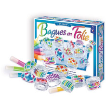 Kreatives Schmuckset - SENTOSPHERE - Ringe in Verrücktheit - 12 transparente Ringe zum Bemalen - 10 Farben - Ab 7 Jahren