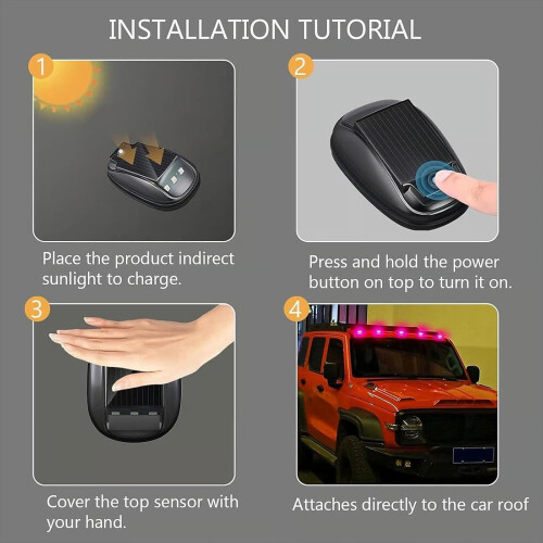 Solar Car Roof Strobe Light RGB LED Marker Remote 2