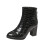 Women's Ankle Boots Black PU Casual Mid Heel Pointed Toe 1