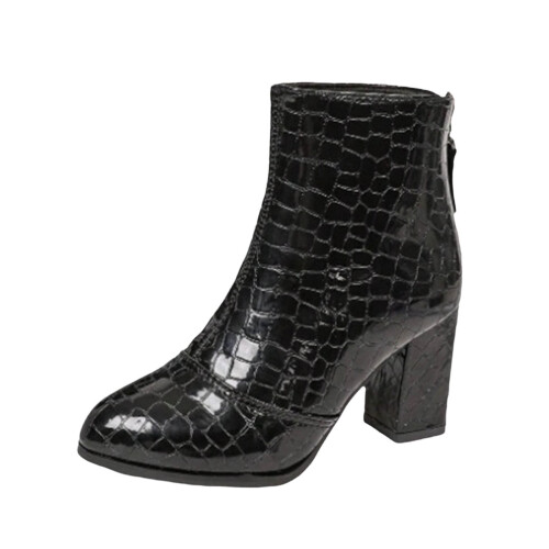 Women's Ankle Boots Black PU Casual Mid Heel Pointed Toe